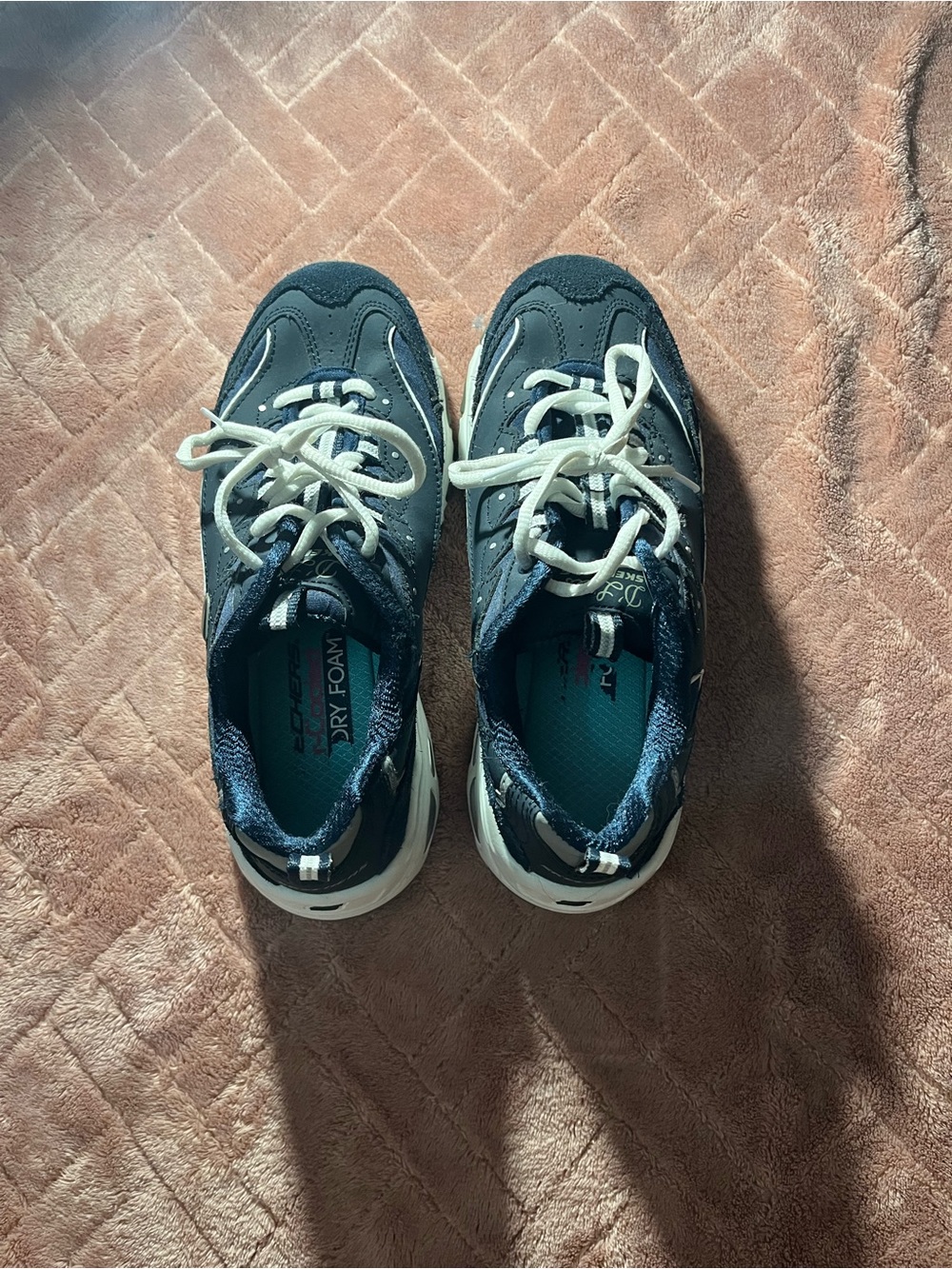 Skechers Navy and White Athletic Lace-Up Sneakers